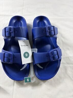 MENS NAVY BLUE SIZE 9 NWT GOOD FELLOWS SLIP ON SANDALS